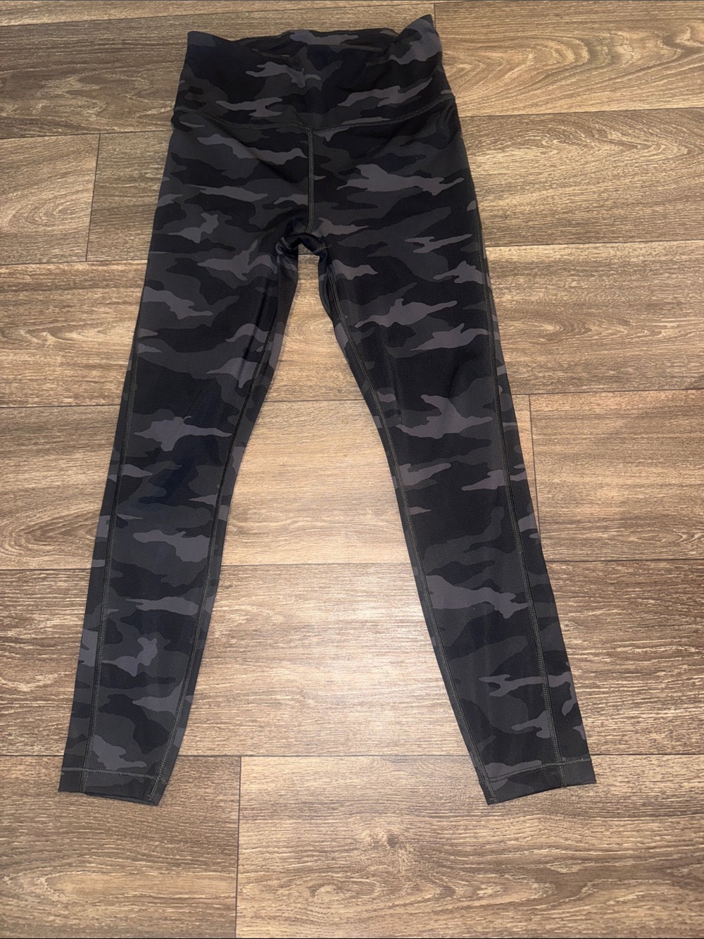 Women’s High-Waist Black Camo Leggings with pockets 23 inch length/ hem